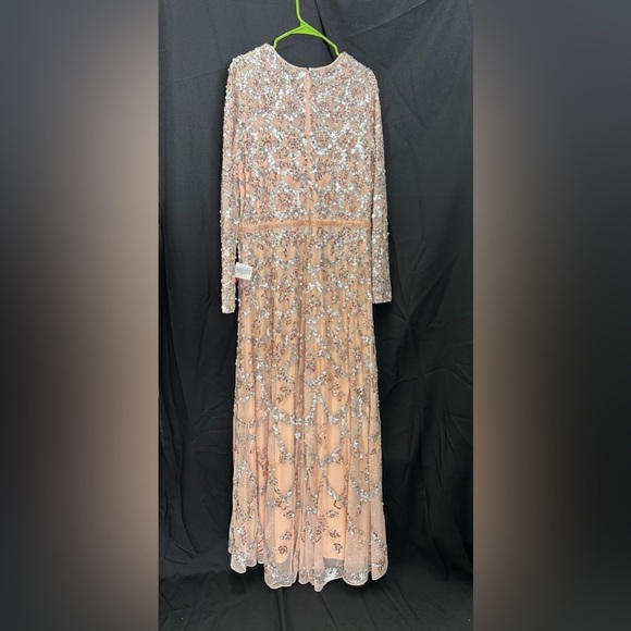 Mac Duggal  5496 NWT EMBELLISHED ILLUSION HIGH NECK LONG SLEEVE A LINE GOWN - Picture 5 of 6